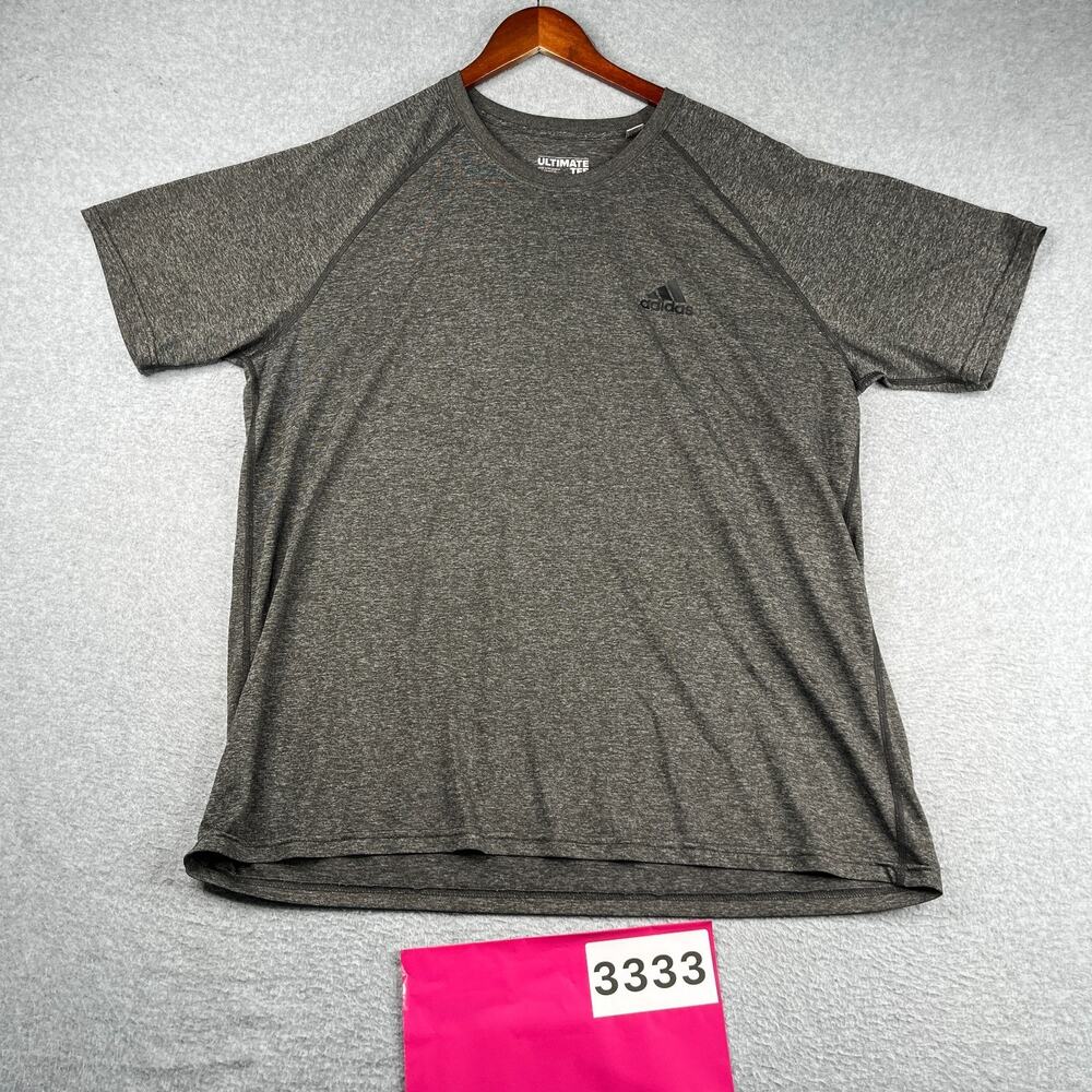 Adidas Ultimate T Shirt 2X Gray Heather Logo Casual Gym Mens